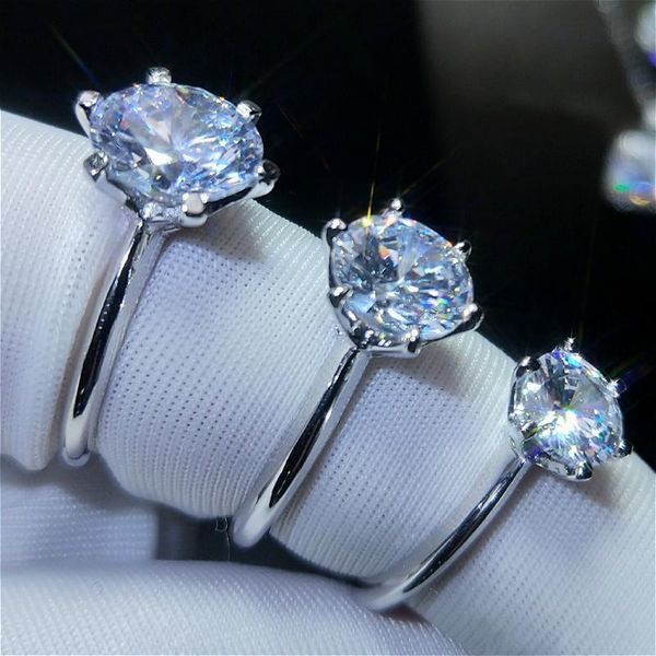 

cluster rings natural moissanite wedding women six prong setting 1ct-3ct d color vvs1 with certificate real silver ring, Golden;silver