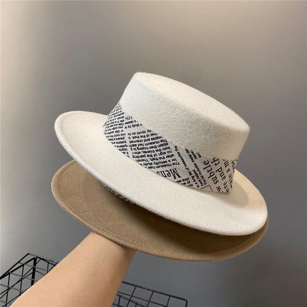 

wide brim hats 202109-2508689 autumn winter wool spaper design ribbon fedoras cap men women leisure panama jazz hat, Blue;gray
