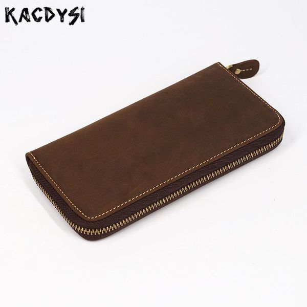 

wallets genuine leather men wallet male vintage long zipper card holder clutch bag phone coin pocket, Red;black