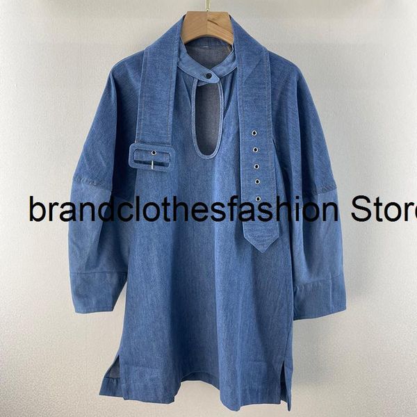 

women's jackets elegant blue denim pullover jacket women hollow out three quarter puff sleeve sash fashion coat lady 2021 autum, Black;brown