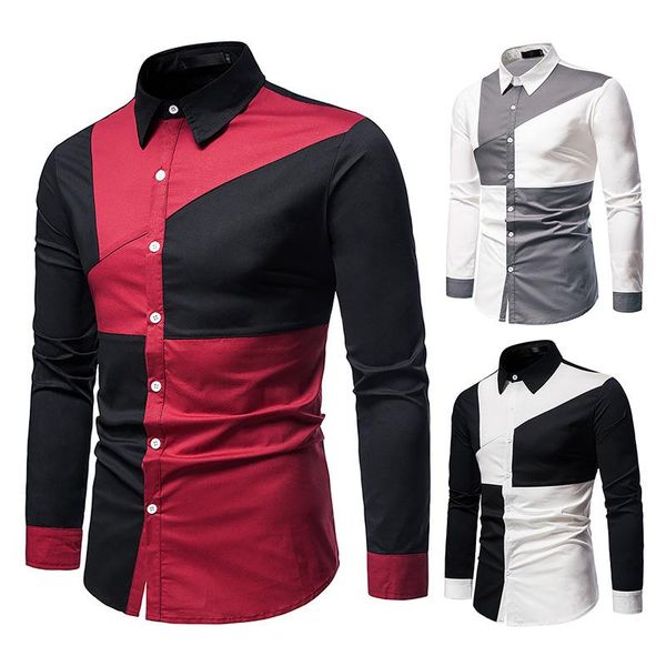 

men's casual shirts euro code shirt, color long-sleeved shirt, White;black
