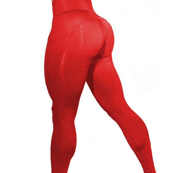 

women running fitness pants side mobile phone pocket exercise yoga pants exercise leggings 004, White;red
