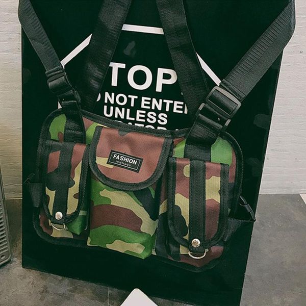 

women men shoulder backpack fanny pack sports functional waist chest bag vest fashion adjustable nylon streetwear hip hop
