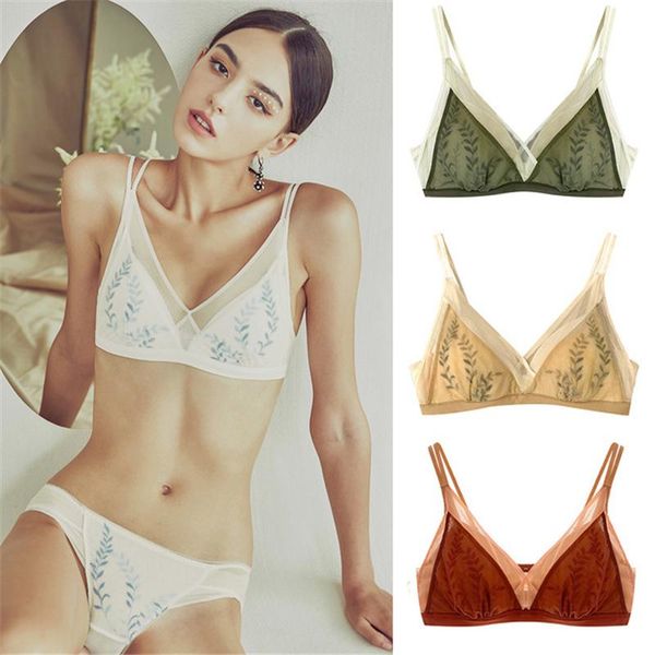 

bras delfine ultra-thin triangle underwear cup ladies comfortable big breasts show small silk bra, Red;black