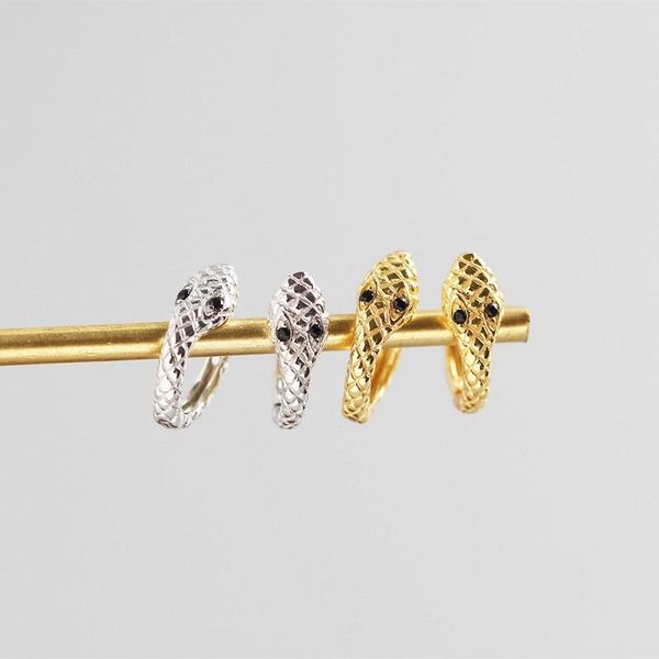 

other 100% real 925 sterling silver snake hoop earrings for women punk style snakelike animal earring brinco cool fine jewelry a30, Golden;silver