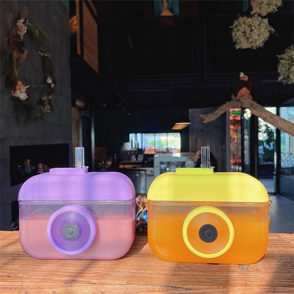 

mugs 400ml ins cute camera kettle creative kids water bottle with straw outdoor cup