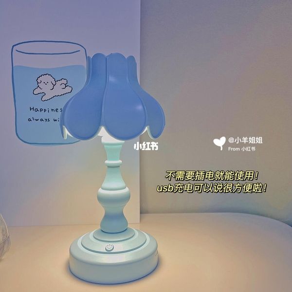 

2021ins multi color lotus leaf night student dormitory deskflower desk lamp three adjustable bedroom ornaments1