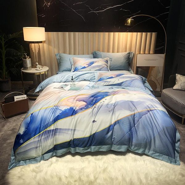 

bedding sets luxury 1000tc egyptian cotton digital printing set double duvet cover flat/fitted sheet pillowcases textile home