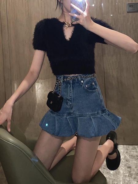 

skirts 2021 autumn and winter high-waisted slim design fishtail skirt denim, Black