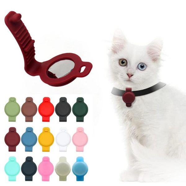 

cat collars & leads silicone protective case compatible for apple airtag gps tracking dog collar accessories pet loop holder