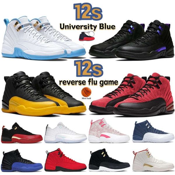 

university blue 12 12s men basketball shoes black dark concord reverse flu indigo low se metallic gold easter women sneakers mens yuduojiaju