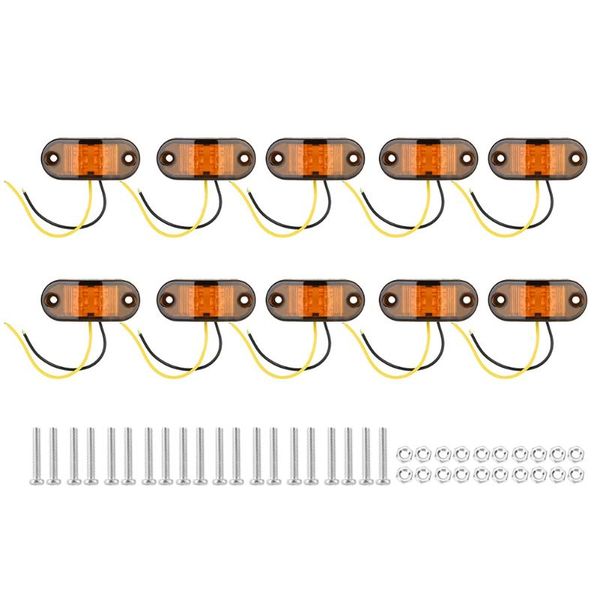 

car headlights 10pcs 12v dc 2 led dynamic side marker turn signal light sequential blinker for trailer truck amber red colors