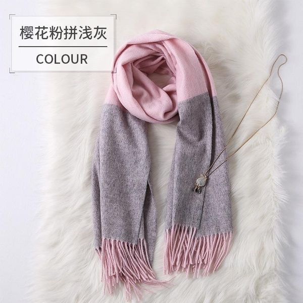 

scarves cashmere color matching warm scarf for autumn / winter 2021. couple style thickened lamb wool scarf. and shawl, Blue;gray