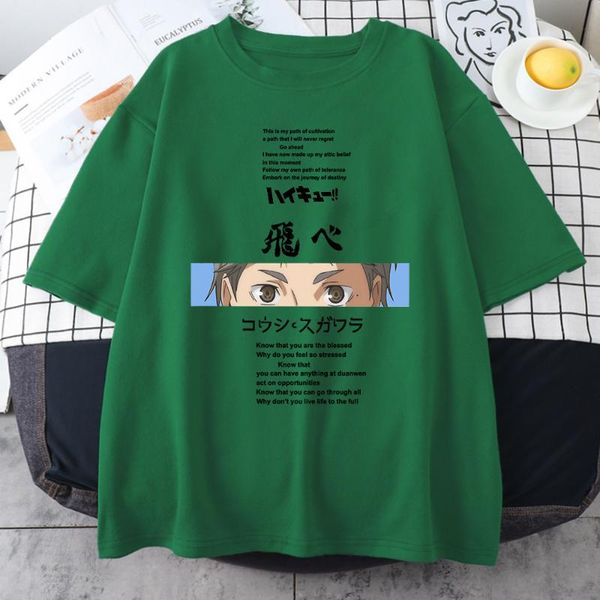 

women's t-shirt anime haikyuu letter style eye print t-shirts female big size tshirts casual fit tee shirtsoft t shirts women, White