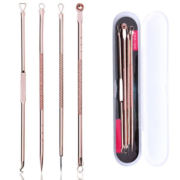

4pcs stainless steel acne removal needles pimple blackhead remover tools spoon face skin care tools needles facial pore cleaner