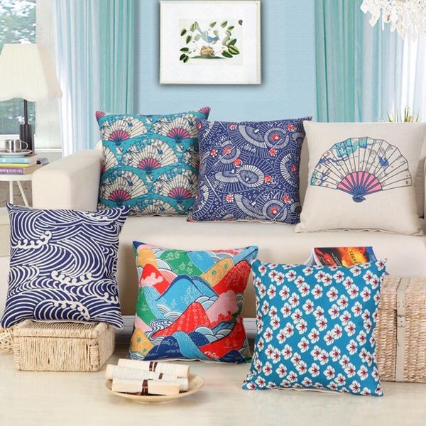 

pillow lovely cartoon folding fan car almofadas 45x45cm linen pillow decorative linen cushion cover without filling