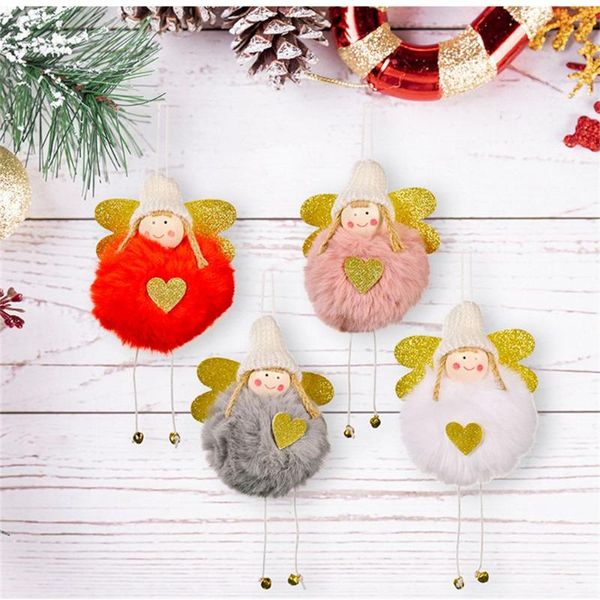 

christmas decorations kids gift ornaments hanging doll tree pendant angel girl little bells golden wings