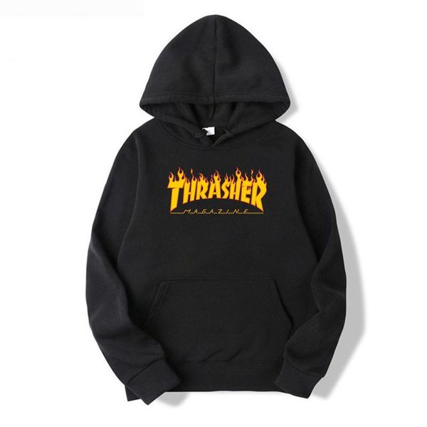 

men's hoodies & sweatshirts 2021 winter hip hop trend sports hoodie hooded print men women's casual, Black