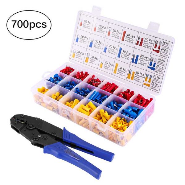 

professional hand tool sets tube shape insulated car auto connectors crimping pliers with 1200pcs terminals clamp tools set assortment kit