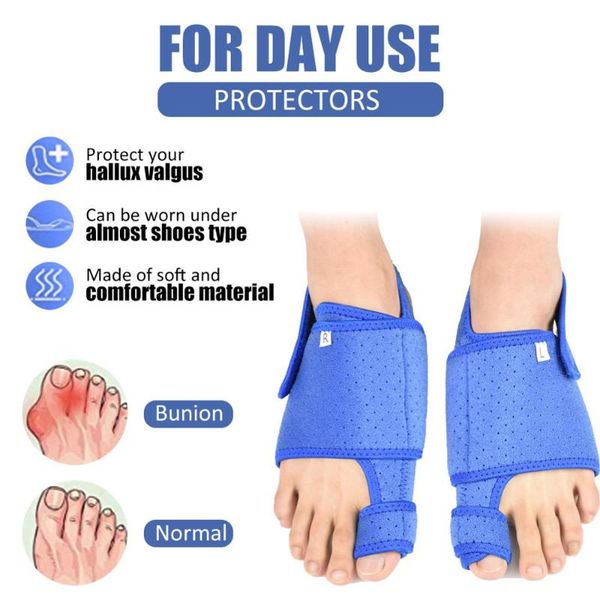 

1pair toe valgus orthosis corrector big straightener with gel arch support corrective socks ankle, Blue;black