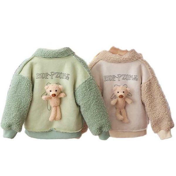 Çocuklar Kuzu Kadife Velvet Ceket Kalınlaşmak Bebek Erkek Kız Sonbahar Kış Moda Giyim Çocuk Karikatür Ayı Rahat Ceket Bebek Dış Giyim H0909