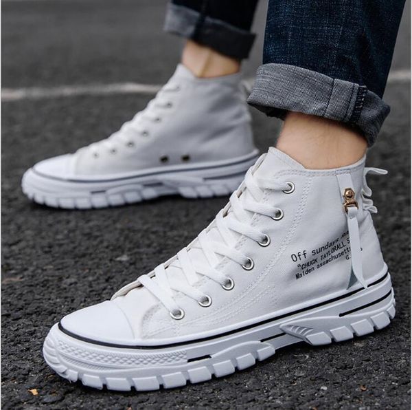 

summer breathable high men's canvas boots casual platform Black White Blue inspired by motocross tires men sneakers sport designer shoes top quality Shoes