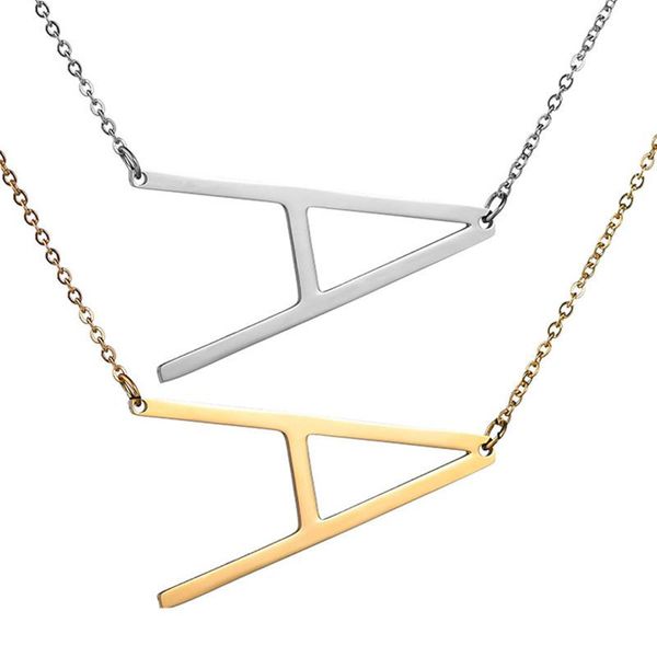 

pendant necklaces minimalist a-z 26 letter name necklace charm big initial chain women choker birthday gifts diy jewelry, Silver