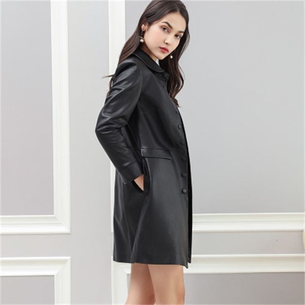 

2021 genuine leather jacket of sheep real spring female w18 6lgw, Black;brown