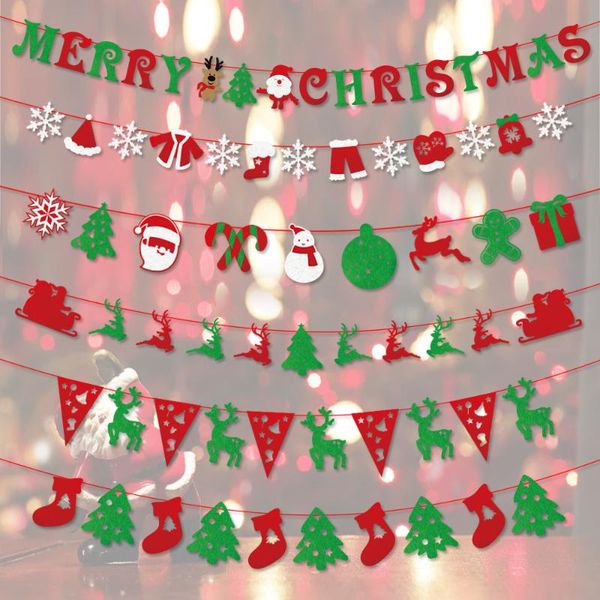 

other event & party supplies christmas decoration flag pull non-woven fabric custom felt banner ornaments decorations