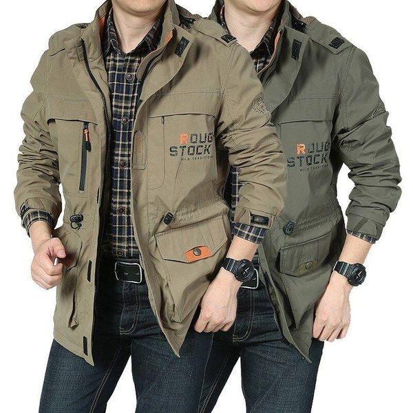 

men's jackets kalenmos men casual cargo hooded military jacket autumn windbreaker pilot coat fashion windproof bomber mens, Black;brown
