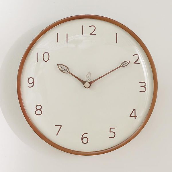 

round living room wall clock wood silent creative wall hanging clock nordic style montre murale watches home decor ef50wc