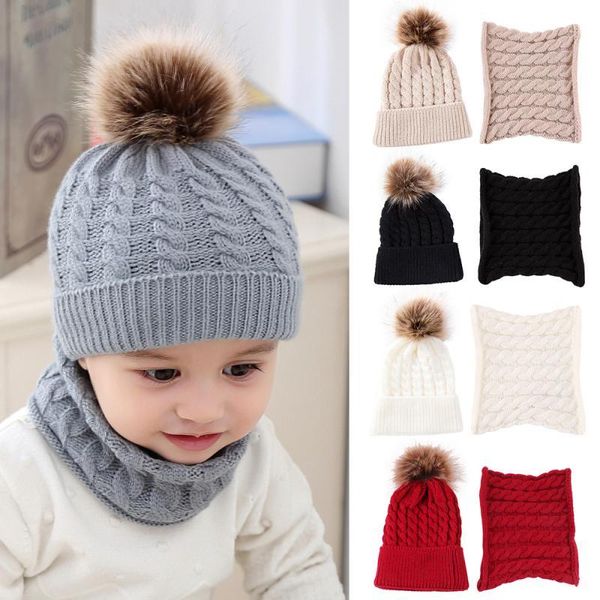 

hair accessories hat and tube scarf baby boy girl cotton 2 pc set 0.5 - year kids solid spring autumn winter arribval 2021, Slivery;white