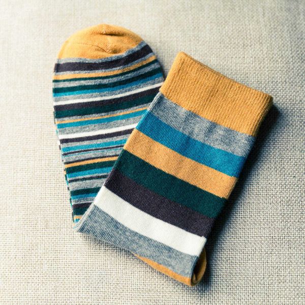 

of colorful herfst fashion color stripped in tube casual cotton calcetins hombre socks men 2021 new @c, Black