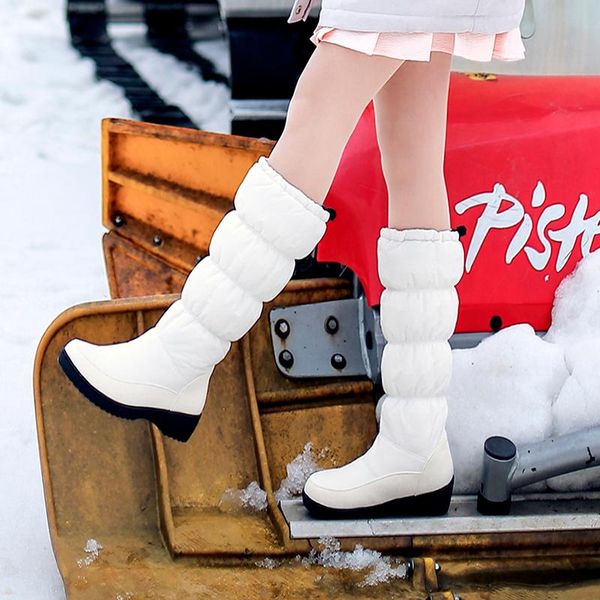 

boots waterproof winter female shoes mid-calf down women warm ladies snow bootie wedge rubber plush botas mujer 2021, Black