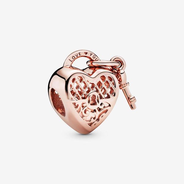 

genuine 925 sterling silver love you heart padlock charms fit pandora original european charm bracelet fashion jewelry accessories, Bronze;silver