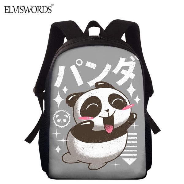 

school bags elviswords cute panda print women girls 15inch shoulder backpack 2021 kawaii teenage schoolbag book bag mochila