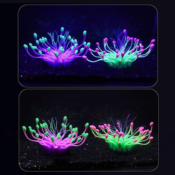 

decorations 1pc silicone glowing artificial fish tank aquarium coral plants ornament underwater pets decor drop ship 2021