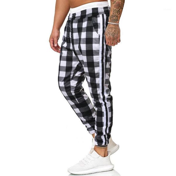 

sku: k22 - men big yards elastic fashion grid with casual pants men's, Black