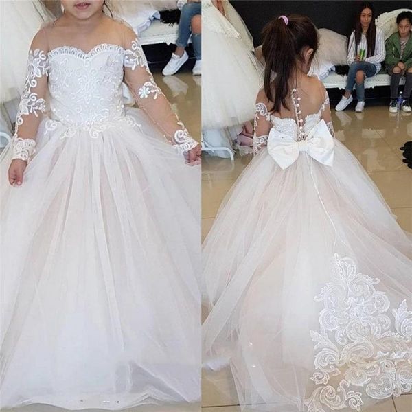

girl's dresses flower girl dress for wedding tulle long sleeve ball gown lace appliques little gowns girls first holy communion, Red;yellow