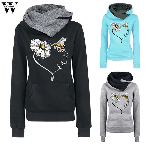 

autumn winter fleece bee harajuku print pullover thick loose women oversized hoodies sweatshirt female casual coat m-5xl, Black