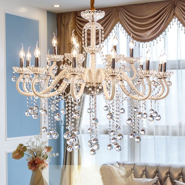 Lustre de cristal moderno luxo simples restaurante moderno simples europeu quarto vela atmosférica branco hall villas lâmpadas