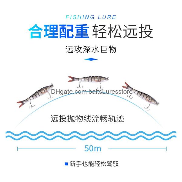 

baits lures fishing floating shaped lure with hook baitsluresstore mti-section sub-fish bait 12 8 knots 30 grams simation and false f jllnld