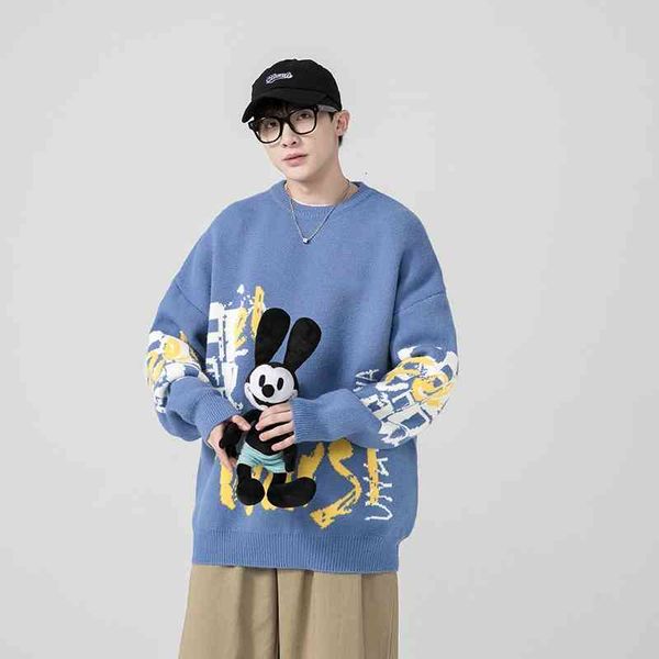 

men's sweaters autumn and winter new round neck sweater men's spring trend knit loose thickened cpe0, White;black