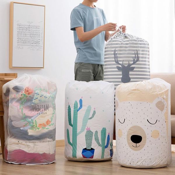 

storage bags peva large waterproof quilt bag moisture proof dust sorting clothes luggage moving cylinder toy organizer