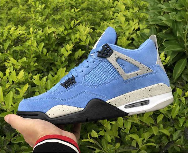 

se 4 university blue men basketball shoes suede 4s blue tech grey-white-black sneakers ct8527-400 original