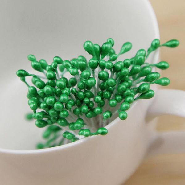 

300pcs cake diy mini decoration cards scrapbooking double heads wedding craft matte artificial flower stamen pearl pistil