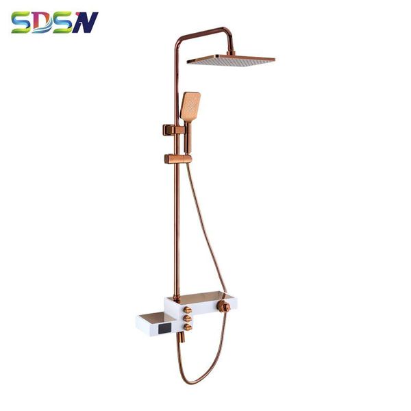 

bathroom shower system black thermostatic shower set digital faucet square head temperature display bathroom set