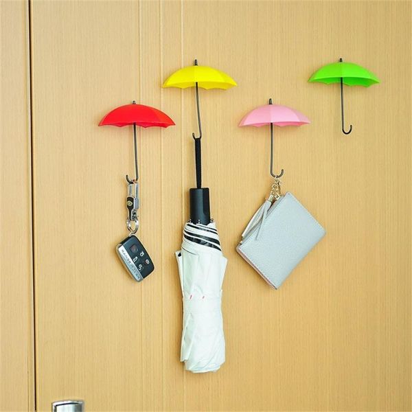 

hooks & rails 6pcs/lot umbrella shaped creative key hanger rack home decorative holder wall hook organizer for kitchen bathroom accessories