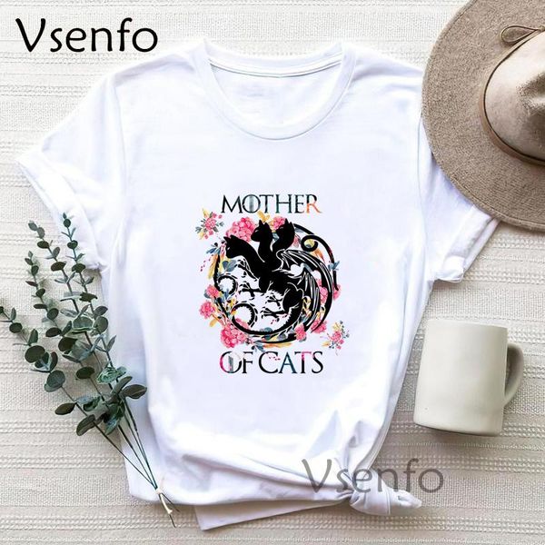 

women's t-shirt funny cat mother t shirt women cute short sleeve t-shirts summer white casual female tee shrit femme woman clothes kore
