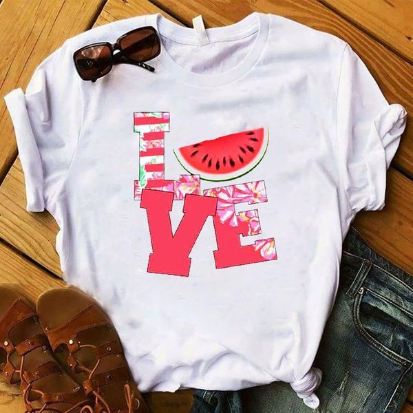 

new summer fashion watermelon women t shirt harajuku short sleeve funny t-shirt cute cartoon printed tees female clothes, White